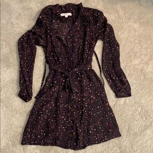 Loft leopard print cinched-waist dress w/tie